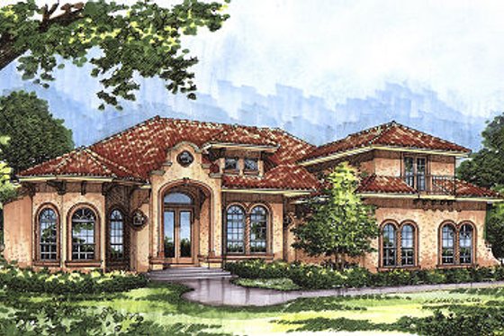 Exterior - Front Elevation for European House Plan #417-380 - 5 bed, 4 bath