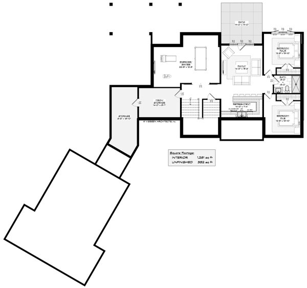 House Blueprint - Farmhouse Floor Plan - Lower Floor Plan #928-393