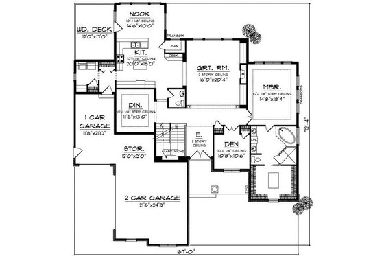 Floor Plan - Main Floor for Cottage House Plan #70-883 - 4 bed, 3.5 bath