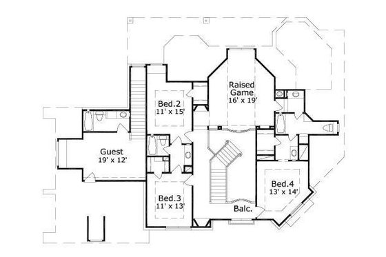 Floor Plan - Upper Floor for European House Plan #411-246 - 4 bed, 4 bath