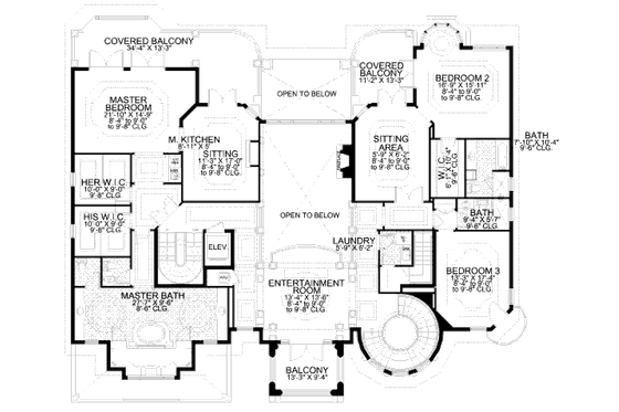 Floor Plan - Upper Floor for Mediterranean House Plan #420-199 - 5 bed, 5.5 bath