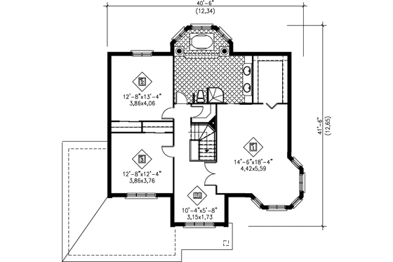 Floor Plan - Upper Floor for Traditional House Plan #25-2064 - 3 bed, 1.5 bath