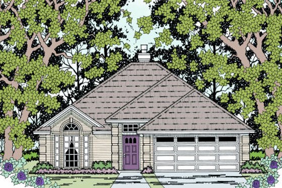 Exterior - Front Elevation for Traditional House Plan #42-350 - 3 bed, 2 bath