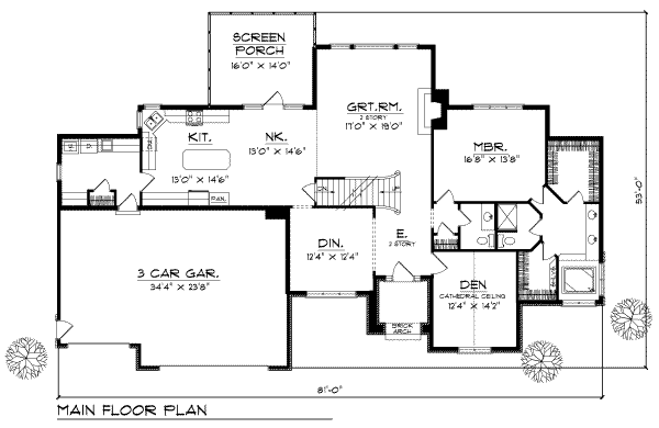 Traditional Floor Plan - Main Floor Plan #70-428