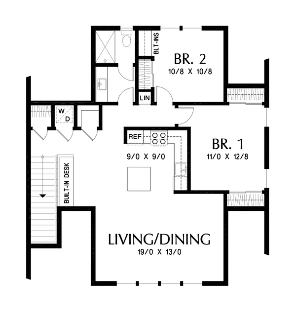 Craftsman Floor Plan - Upper Floor Plan #48-1049
