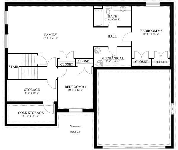Craftsman Floor Plan - Lower Floor Plan #1060-57