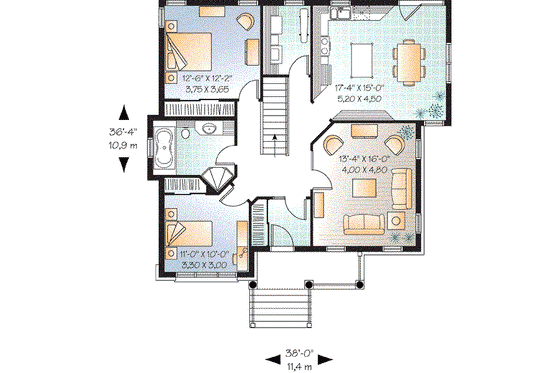 Floor Plan - Main Floor for Traditional House Plan #23-636 - 2 bed, 1 bath