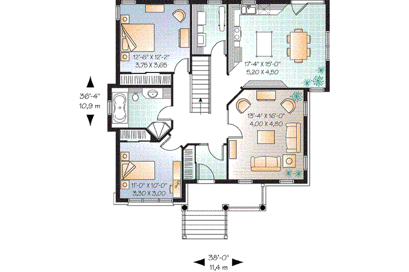 Home Plan - Floor Plan - Main Floor for Traditional House Plan #23-636 - 2 bed, 1 bath