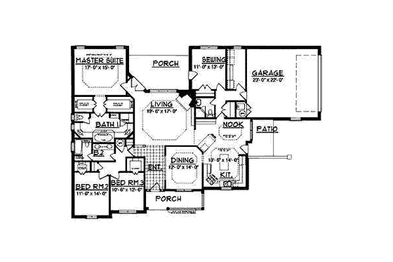 Floor Plan - Main Floor for European House Plan #40-110 - 4 bed, 3 bath