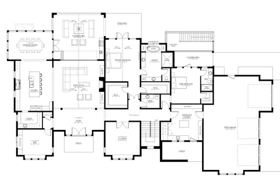Floor Plan - Main Floor for Farmhouse House Plan #1114-92 - 2 bed, 2.5 bath