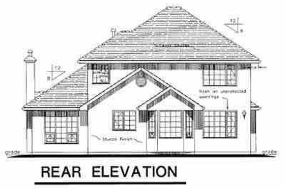 Exterior - Rear Elevation for European House Plan #18-248 - 3 bed, 2.5 bath