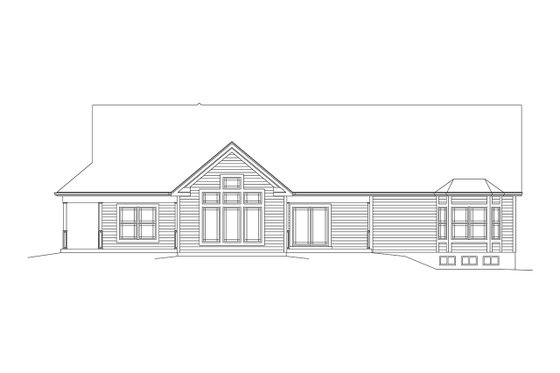 Exterior - Rear Elevation for Craftsman House Plan #57-648 - 3 bed, 2 bath