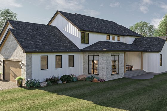 Exterior - Rear Elevation 1 for Modern House Plan #455-358 - 4 bed, 3.5 bath