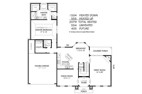 Floor Plan - Main Floor for Traditional House Plan #424-308 - 3 bed, 2.5 bath