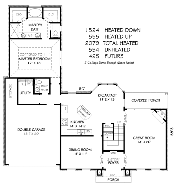 Traditional Floor Plan - Main Floor Plan #424-308
