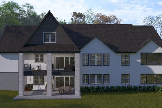 Exterior - Rear Elevation 2 for European House Plan #1060-293 - 5 bed, 3.5 bath