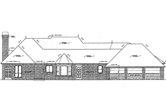 Exterior - Rear Elevation for European House Plan #310-338 - 3 bed, 3.5 bath