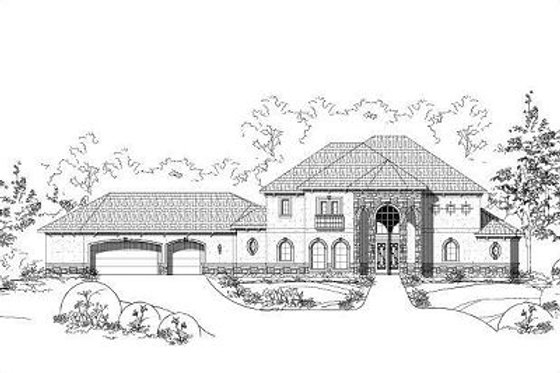 Exterior - Front Elevation for European House Plan #411-528 - 3 bed, 3.5 bath