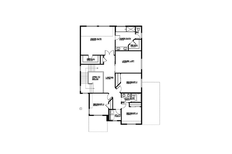Dream House Plan - Floor Plan - Upper Floor for Farmhouse House Plan #569-53 - 5 bed, 3 bath