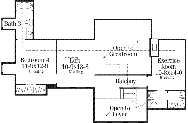 House Design - European Floor Plan - Upper Floor Plan #406-114