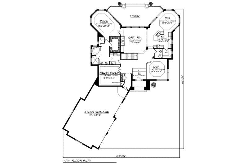 Home Plan - Floor Plan - Main Floor for European House Plan #70-958 - 3 bed, 3.5 bath