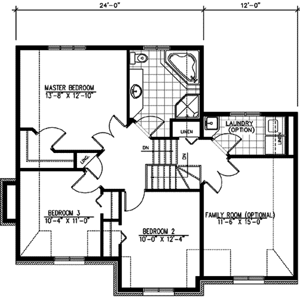 Floor Plan - Upper Floor for European House Plan #138-177 - 3 bed, 1.5 bath