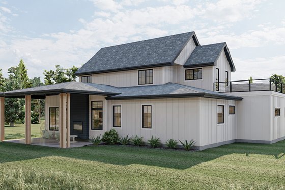 Exterior - Rear Elevation for Farmhouse House Plan #455-238 - 4 bed, 3 bath