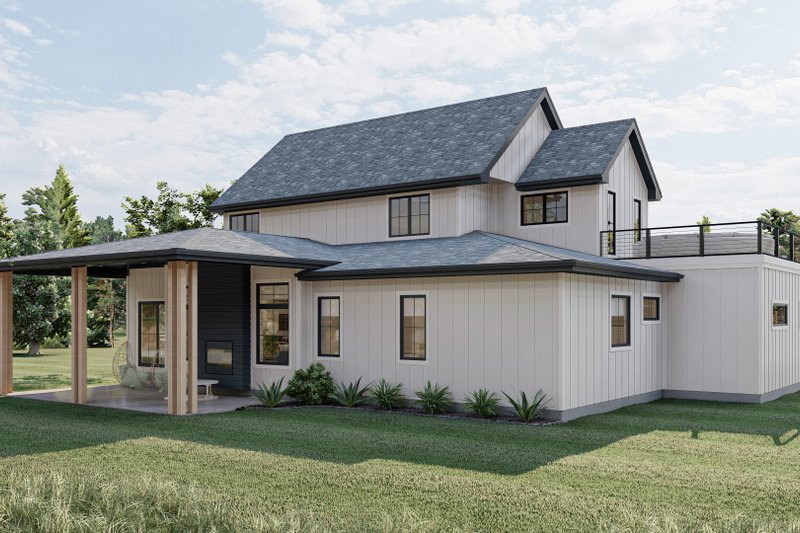 House Design - Exterior - Rear Elevation for Farmhouse House Plan #455-238 - 4 bed, 3 bath