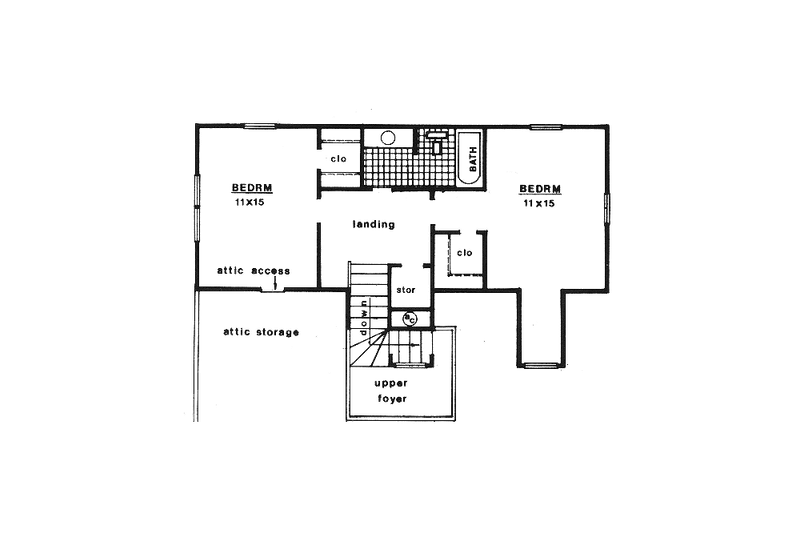House Design - Floor Plan - Upper Floor for Traditional House Plan #14-218 - 3 bed, 2.5 bath