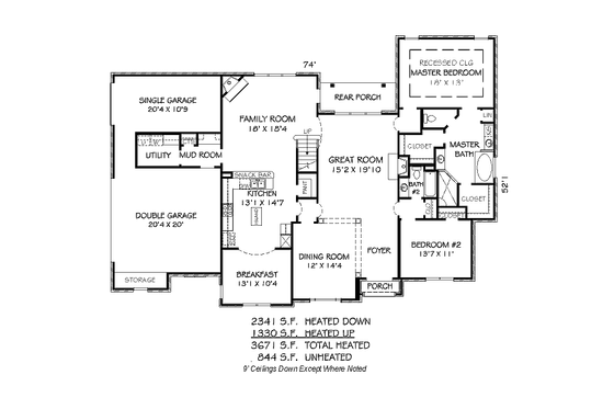 Floor Plan - Main Floor for European House Plan #424-82 - 5 bed, 4 bath