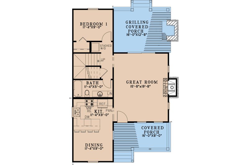 House Plan Design - Floor Plan - Main Floor for Cabin House Plan #923-388 - 2 bed, 2 bath