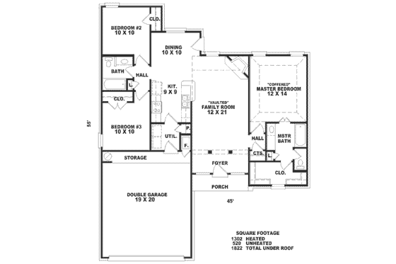 Floor Plan - Main Floor for European House Plan #81-173 - 3 bed, 2 bath