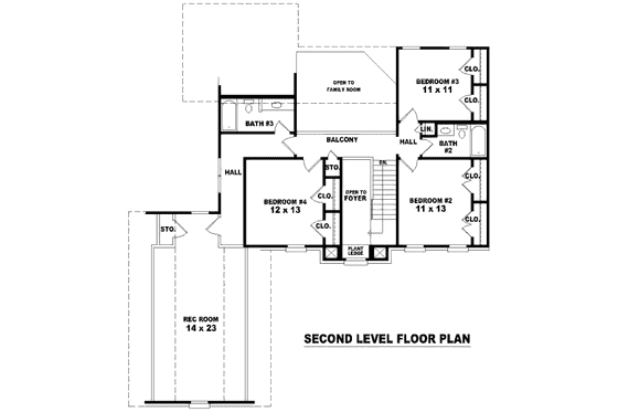 Floor Plan - Upper Floor for European House Plan #81-13677 - 4 bed, 3.5 bath