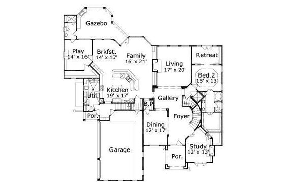 Floor Plan - Main Floor for Mediterranean House Plan #411-624 - 6 bed, 6.5 bath