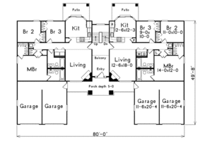 Floor Plan - Main Floor for European House Plan #57-144 - 3 bed, 2 bath