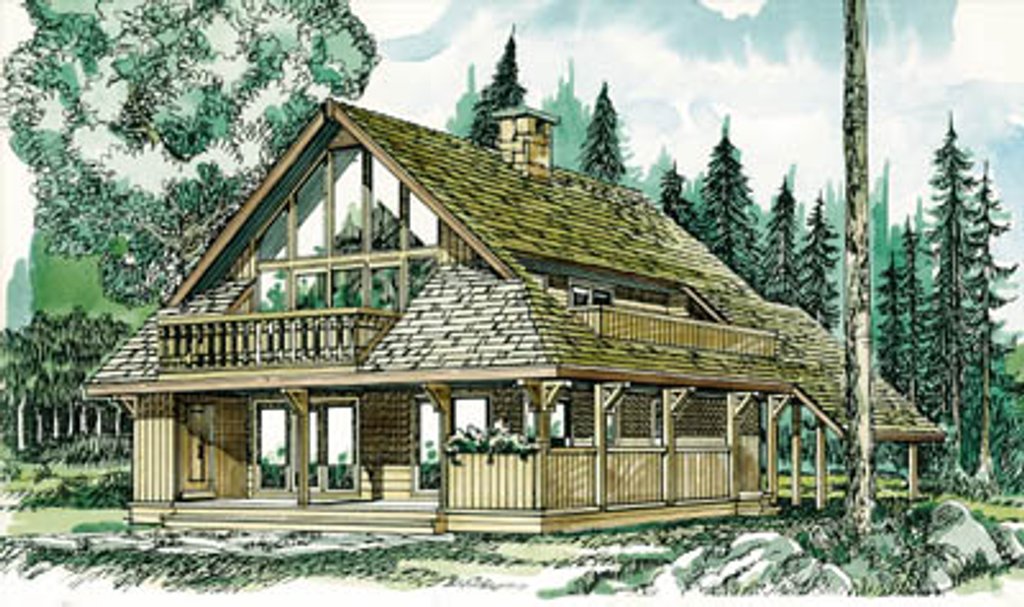 Exterior - Front Elevation 2 for Cabin House Plan #47-430 - 4 bed, 1 bath