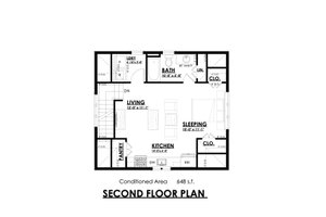 Floor Plan - Upper Floor for Craftsman House Plan #30-371 - 1 bed, 1 bath