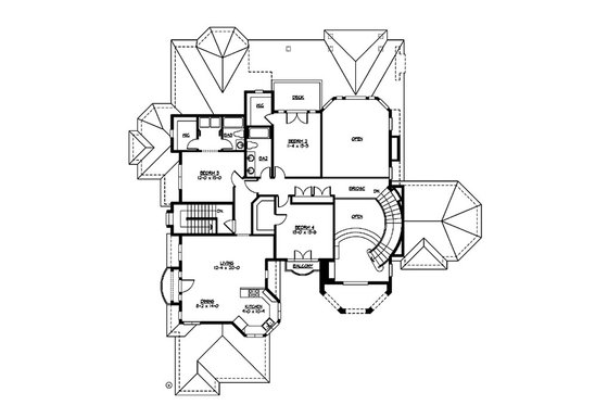 Floor Plan - Upper Floor for European House Plan #132-214 - 4 bed, 3.5 bath