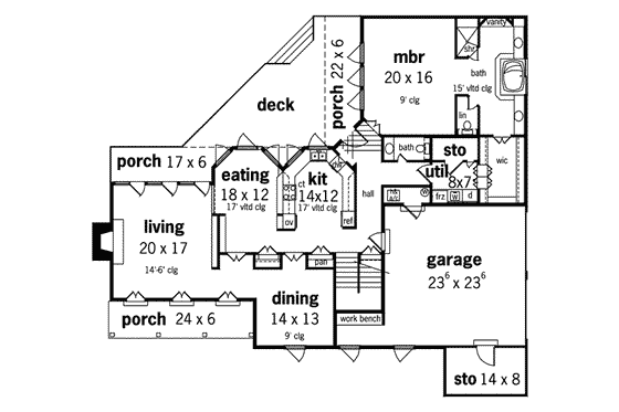 Floor Plan - Main Floor for Traditional House Plan #45-172 - 3 bed, 2.5 bath