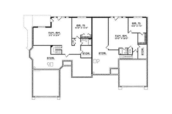 Floor Plan - Lower Floor for Traditional House Plan #70-740 - 3 bed, 3 bath