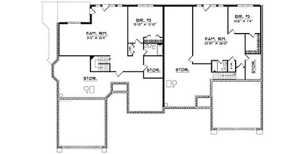 House Blueprint - Traditional Floor Plan - Lower Floor Plan #70-740