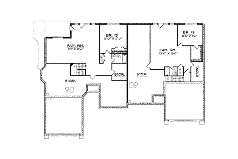 Home Plan - Floor Plan - Lower Floor for Traditional House Plan #70-740 - 3 bed, 3 bath