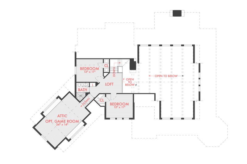 House Blueprint - Floor Plan - Upper Floor for Farmhouse House Plan #80-224 - 4 bed, 3 bath