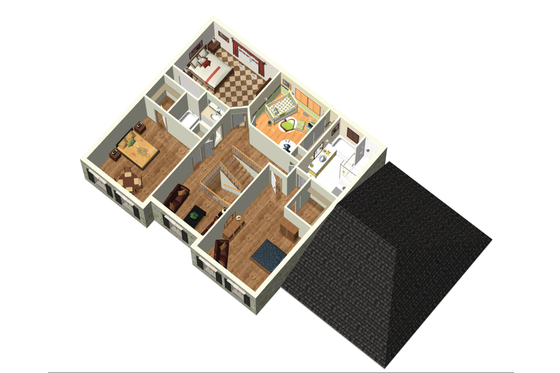 Floor Plan - Upper Floor 1 for European House Plan #25-4665 - 4 bed, 3 bath