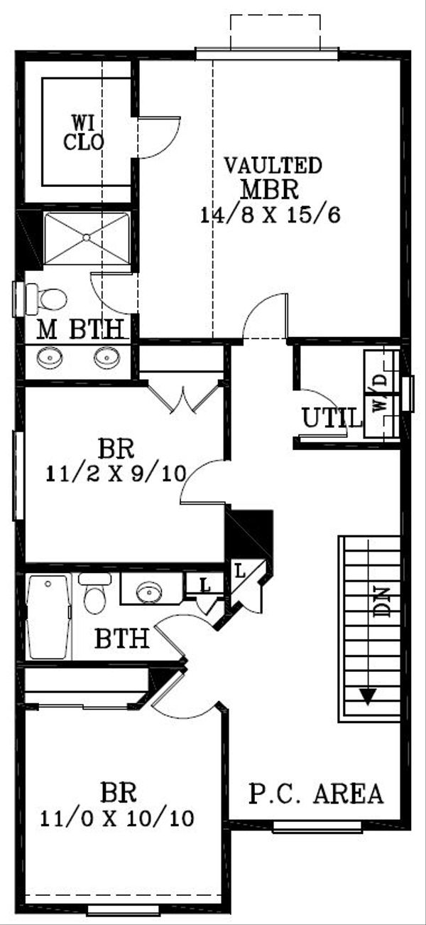 Craftsman Floor Plan - Upper Floor Plan #53-520