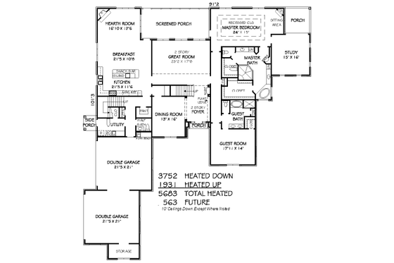 Floor Plan - Main Floor House Plan #424-387 - 5 bed, 5.5 bath