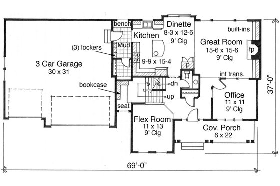 Floor Plan - Main Floor for Farmhouse House Plan #51-522 - 4 bed, 2.5 bath