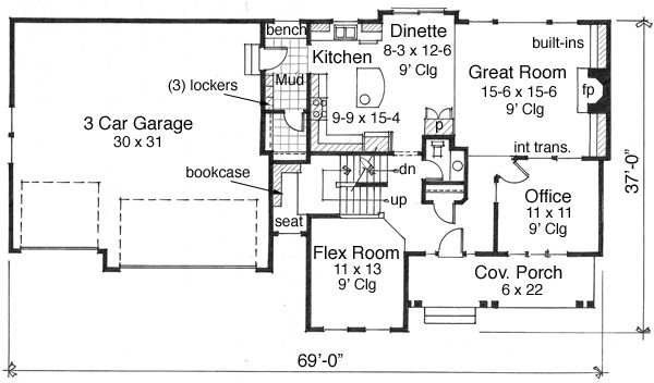 Farmhouse Floor Plan - Main Floor Plan #51-522