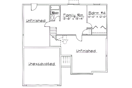 Floor Plan - Lower Floor for Ranch House Plan #31-110 - 4 bed, 3 bath