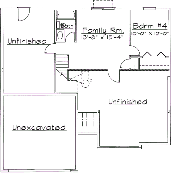 House Blueprint - Ranch Floor Plan - Lower Floor Plan #31-110
